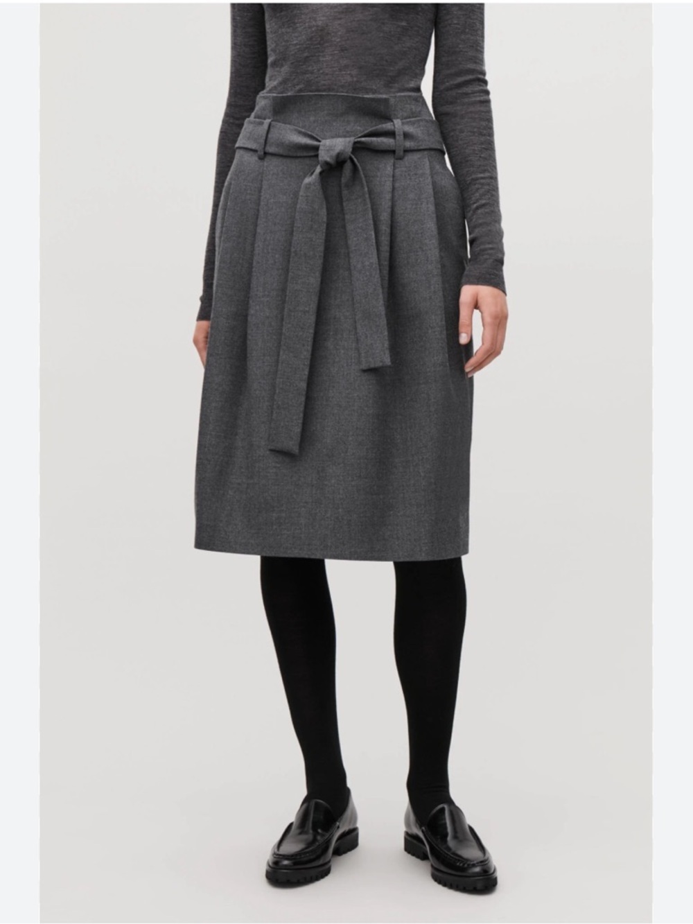 COS Charcoal Gray Paperbag Skirt with Self-Tie Belt wool blend size 4